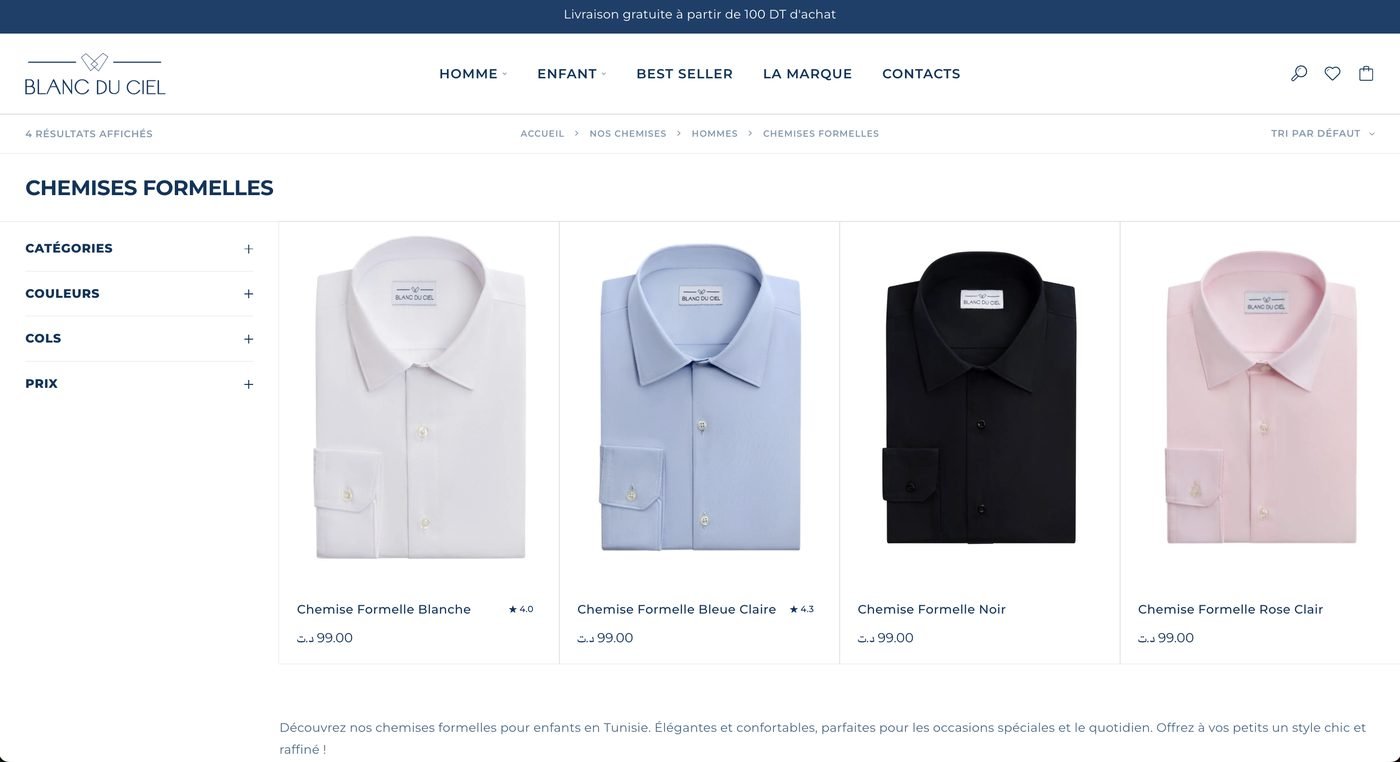 Blanc du Ciel - E-commerce Chemises Homme, visuel 2