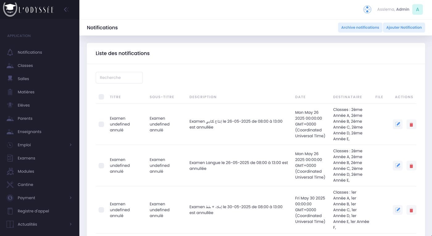 Odyssée - Système de Gestion Scolaire, visuel 3